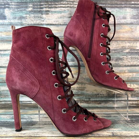 SJP by Sarah Jessica Parker Shoes - SJP Sarah Jessica Parker Womens 10 Booties Dress Formal Lace Up Open Toe Mauve